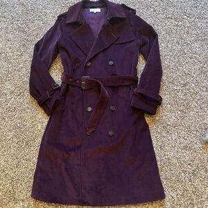 Rebecca Minkoff long corduroy women's coat size small purple plum